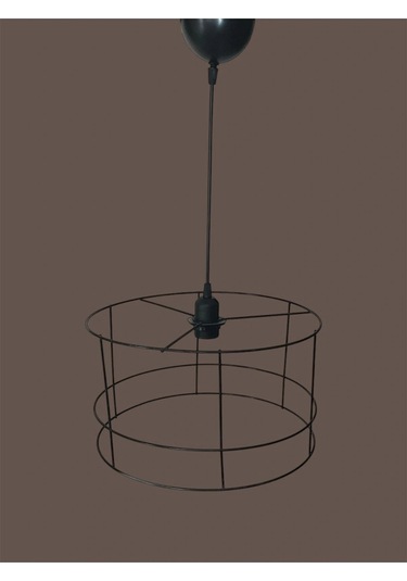 Silindir Avize Teli , İskeleti Büyük Boy 35x20 Cm Siyah Statik Boyalı Duy Takımı Dahil Beyaz