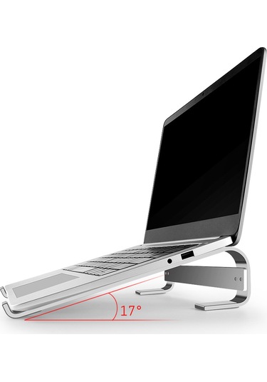 Skycity Alüminyum Notebook Standı 10-18 İnç, Isı Dağıtımı, Ergonomik Tasarım, Sabit Üçgen Yapı, Silikon Paspaslar, Gümüş