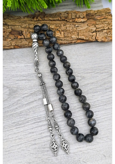 Erkek Doğal Taş Lavrakit Tesbih Ve Bileklik Set 8 Mm Bt040 Gri