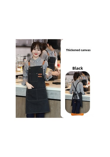 Yuntech01 Siyah Mutfak Ve Kahve Dükkanı Apronu - Suya Ve Yağa Dayanıklı, Özel Baskı, Estetik Tasarım, Dayanıklı Malzeme İle Ev Ve İş Yerleri İçin