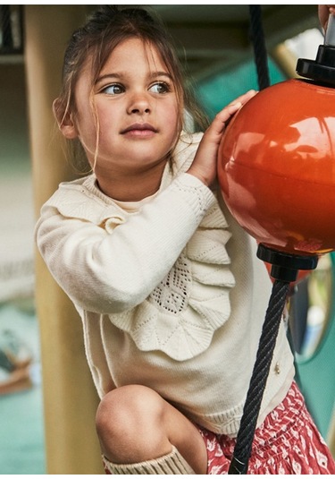 Mayoral Krem Kız Çocuk Ajurlu Kazak 4304 Krem