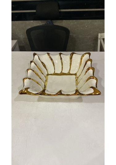 20 Cm Kare Kase Beyaz-gold