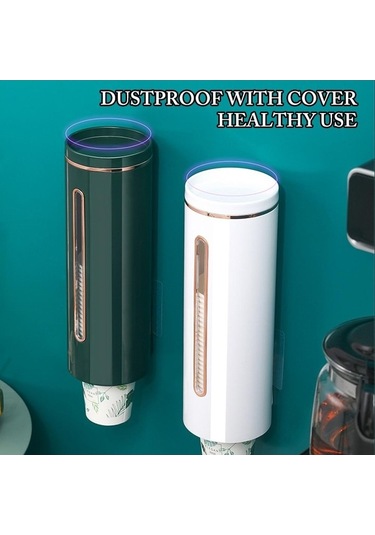 Pazly Siyah Duvara Monte Otomatik Bardak Depolama Rafı Kağıt Bardaklar Dağıtıcı 28x9.5 Cm Siyah