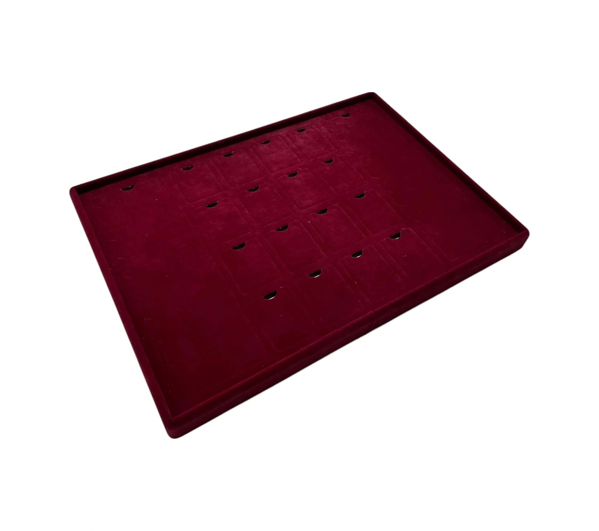 Süet Kumaş Bordo 34-24 Cm Ayaklı 18 Pedli Kolye Tabla Stand