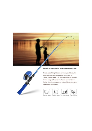 Lemestar Başlangıçcı Ve Çocuklar İçin Teleskopik Olta, Makara Ve Aksesuarlarıyla Tam Olta Seti Mavi/yeşil Seçenekli