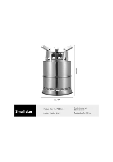 Symbee Küçük Çelik Güneşli Taşınabilir Mangal: Çift Duvarlı, İki Seviye Yanma, Kamp-piknik İçin Isı Kaynağı Gümüş