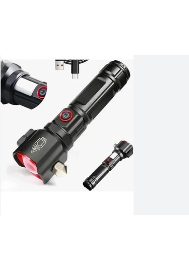 Gld 218 Pro El Feneri Şarjlı Lamba Projektör Uzun Menzilli Çekiç Kamp Feneri Siyah