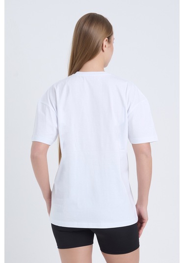 Velvoria Unisex Oversize Relaxed Tennis Baskılı Beyaz Renk T-shirt