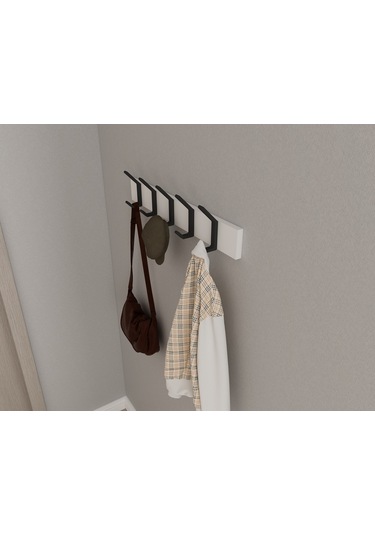 Hepsi3boyutlu Modern Duvar Kapı Askılık - 5 Adet Siyah Askılık Siyah