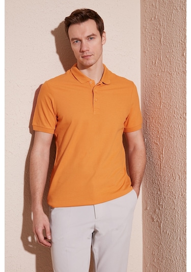 Buratti Pamuklu Regular Fit Düğmeli Erkek Polo Yaka T Shirt 5902127 Hardal