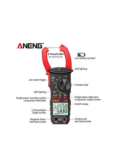 Pazly 4000 Ölçüm Dijital Pensampermetre: Ac/dc Voltaj, Akım, Direnç, Kapasite, Ncv, Veri Saklama, Otomatik Menzil