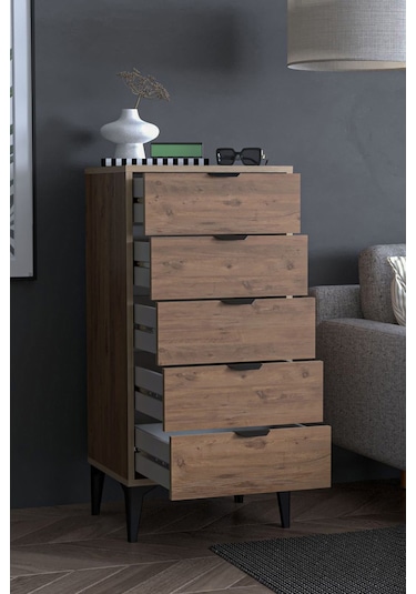 Sarmobi Arden 5 Çekmeceli Şifonyer , Çamaşırlık Kahverengi