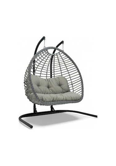 Wellagarden Güneş Kahverengi Rattan İkili Salıncak