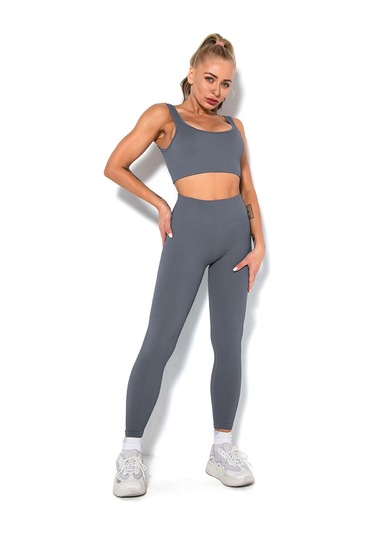 Yunboo Kadınlar İçin Nefes Alabilen Esnek Yoga Takımı - Sporcu Sütyen Ve Tayt Seti Gri