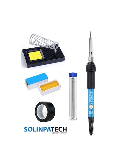 60W Sıcaklık Ayarlı Kalem Havya Stand Lehim Bant Lehim Pastası Seti