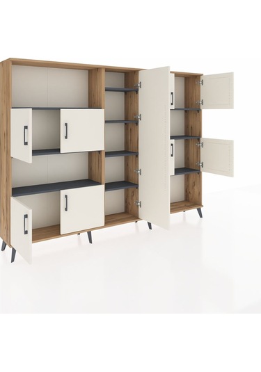 Arges Dolap 10 Raflı 9 Kapaklı 220x30x163 Çam-aytaşı/antrasit Çam-aytaşı/antrasit