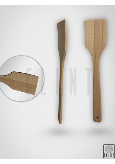Gürgen Ağacı El Yapımı Tahta Ahşap Spatula Servis Kaşığı 32 Cm