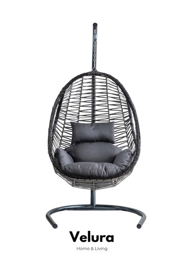 Cosmo Bahçe Salıncağı - Gri Rattan Gri Minder Gri