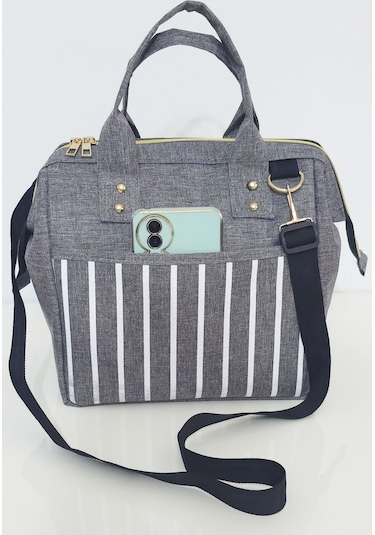 Anne Bebek Askılı Taşıma Çantası Isı Yalıtımlı Termal Yemek, Mama, Beslenme, Gıda Çantası Gri