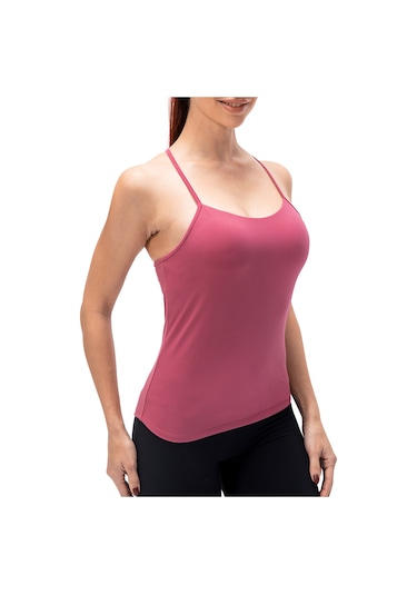 Kosona Kadınlar İçin Meşe Kırmızısı Yoga Spor Vücut Şekli Belirten Tayt - Çıkarılabilir Büst Pad Ve Kaymaz Arka Çapraz Askılı Kırmızı