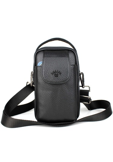 Erkek Kapaklı Çok Bölmeli El Ve Omuz Çantası Siyah