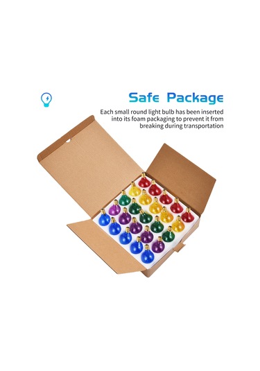 Skycity G40 Tungsten Ampuller 25 Adet - 5 Renkli, Ip44 Su Geçirmez, 220-240v 7w, E12 Bağlantı, Ev Bahçe Dekorasyon Işıkları