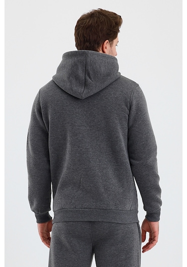 Monox Erkek Kapşonlu 3 İplik Sweatshirt Antrasit