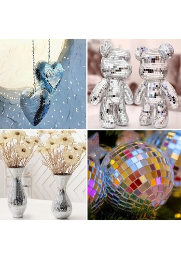 1 Metre Uzunluğunda Gümüş Renk Aynalı Mozaik Taşlı Dekor Bandı 4