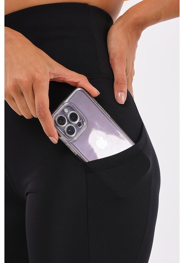 Scorp Sculpt Kadın Yüksek Bel Toparlayıcı Push Up Cepli Uzun Spor Tayt Siyah STANDART