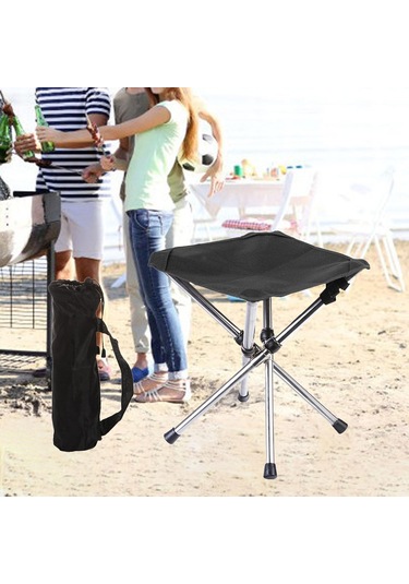 Homyl Kamp Taburesi Küçük Katlanır Sandalye Hafif Seyahat L Siyah Çok Renkli
