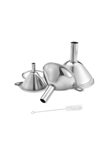 Youmex 201 Paslanmaz Çelik Mini Huni 3'lü Set: Yağ-sıvı-sos Ayırıcısı, Lehim Ve Şarap Huni, Temizleme Fırçası Dahil