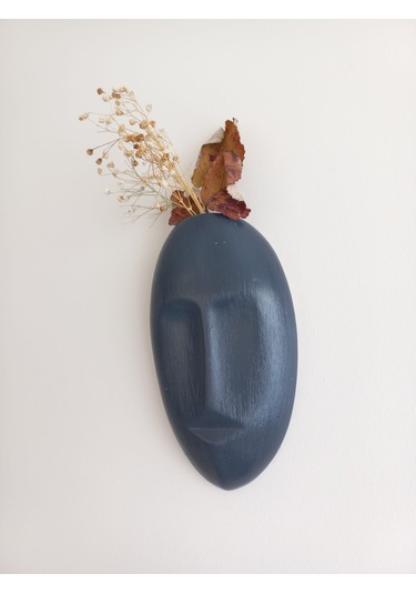 Dekoratif Mask Duvar Vazosu, Duvar Dekoru ,heykel Duvar Süsü, Antrasit