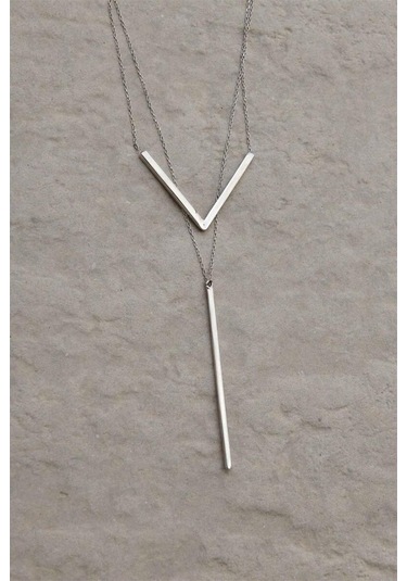 Çift Zincir 925 Ayar Gümüş Kolye-1529