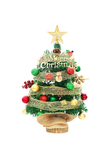 Suofeng 45cm Pvc Yeşil Masaüstü Noel Ağacı Seti - Dıy Yıldız Şeritli, Aydınlatmasız, Ev/restoran Dekorasyonu, Stüdyo Ve Sofra Süsleri Çok Renkli