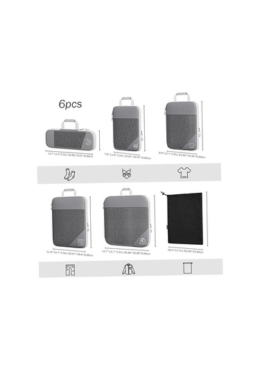 Geekyou 6'lı Gri Seyahat Sıkıştırma Kutuları - Genişletilebilir, Mesh Design, Çanta Ve Ev İçin Kıyafet Organizatörü