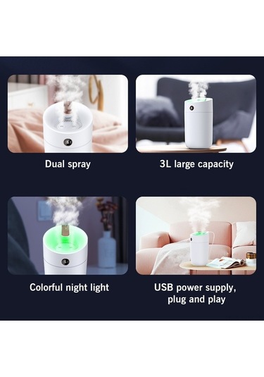 Dancemonkey 3l Kapasiteli Ultrasonik Nemlendirici, Renkli Gece Işığı Ve Akıllı Ekran