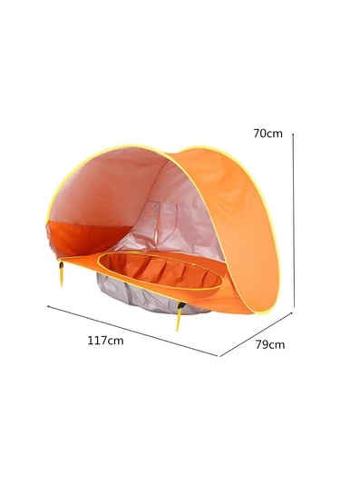 Bebek Havuzlu Plaj Çadırı, 50+ Upf Uv Korumalı Su Geçirmez Çocuk Çadırı Turuncu Turuncu