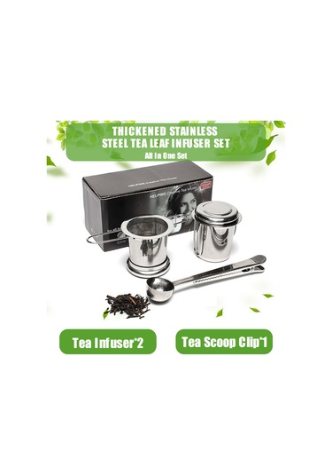 Neevoyu 304 Çelik Çay Süzgeci Seti, Katlanabilir Kollü, Kapaklı, İki Kulplü, 3 Parça Süzgeçler + Ölçü Kasa Gümüş