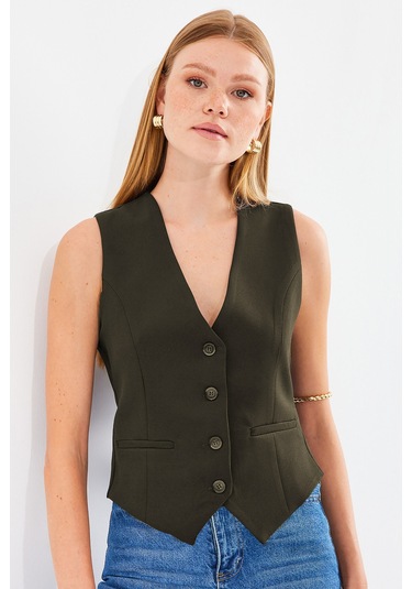 Bigdart 6796 Kısa Dokuma Yelek - Haki 001