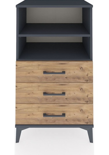 Hyperion Komodin 2 Raflı 3 Çekmeceli 60x44x106 Antrasit-çam Antrasit