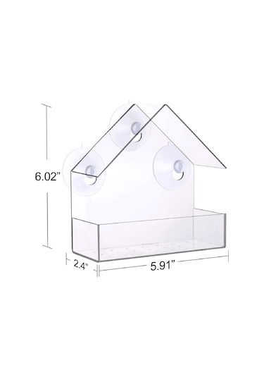 Yuntech01 Akrilik Duvarlı Kuş Yemleme Kutusu - Su Geçirmez, 3 Emme Çubuğuyla Sabitlenir, Havalandırma Delikleriyle Tohumları Kuru Tutar