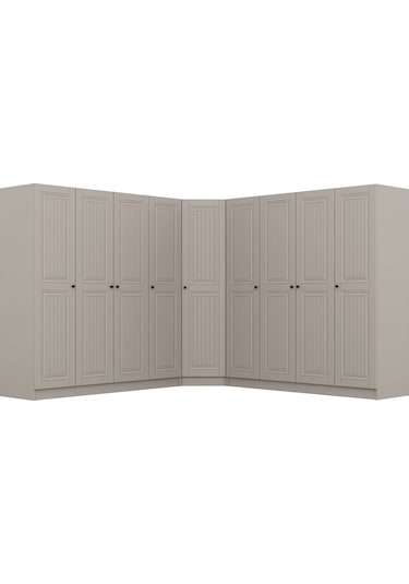 Kale 9 Kapaklı 4 Çekmeceli Köşe Dolap Kumtaşı Mebran İlkbahar 190cm Bej