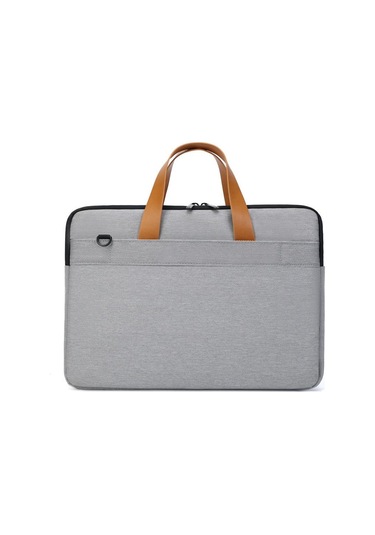 Gri Şık Laptop Çantası, Minimalist Laptop Çantası, İç Astar, iPad Uyumlu Tablet Laptop Çantası, Çok Fonksiyonlu Çanta