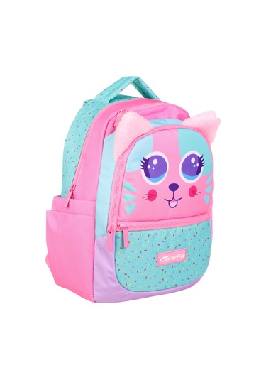 Elatae Su Geçirmez Kumaş Kız Çocuk Çok Gözlü Ortopedik Sırt Okul Çantası L5145 Pembe