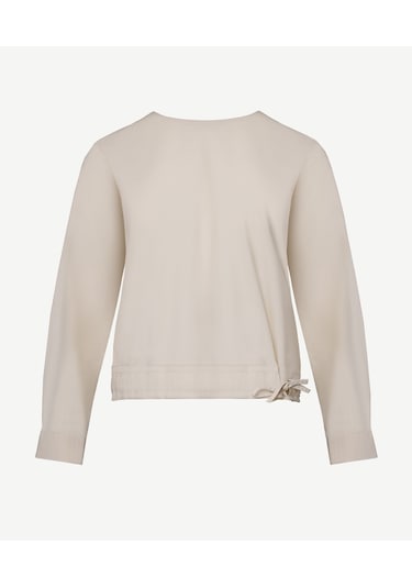 Yargıcı Önü Bağlama Detaylı Bluz KEMİK Kemik