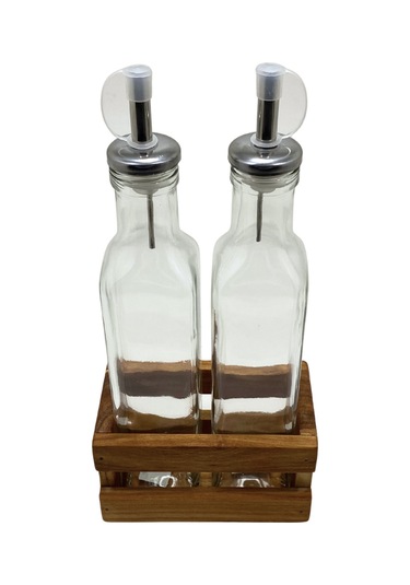 Ahşap Doğal 2li Yağdanlık Ve Sosluk Ahşap Cam Set Takımı Set Kiraz Kısa Başlık 1 Set Ahşap