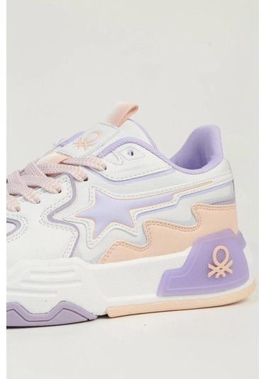 Benetton Bnı-11512 Kadın Sneaker Ayakkabı Beyaz Pudra 36-40 Beyaz - Pudra