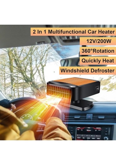 Dancemonkey Lichen Araba Isıtıcı, 12v Araba Isıtıcı, 2'si 1 Arada Isıtma Yx Siyah