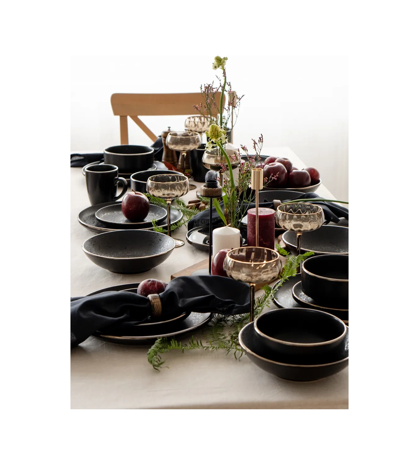 Korall Elite Black 26,5 Cm Düz Yemek Tabakları 2'li Set 32448970 Siyah