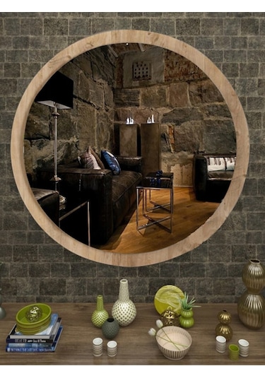 Antik Çam 50 Cm Duvar Banyo Holl Wc Aynası Atlantik Çam